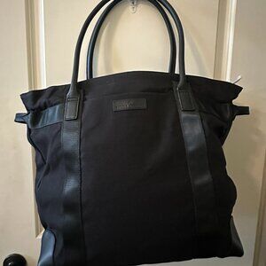 Brooks Brothers Black Canvas Tote | Black Leather Handles | Plaid Interior | New